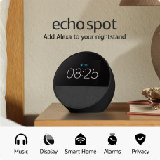 Amazon Echo SPOT (2024) Pameten zvočnik z uro, Alexa, Wifi, BT, Matter 3 barve (ČRN,BEL,MODER)
