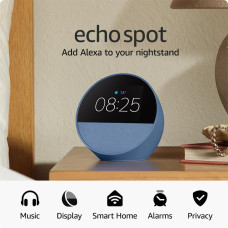 Amazon Echo SPOT (2024) Pameten zvočnik z uro, Alexa, Wifi, BT, Matter 3 barve (MODER,BEL,ČRN)