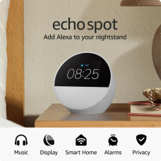 Amazon Echo SPOT (2024) Pameten zvočnik z uro, Alexa, Wifi, BT, Matter 3 barve  (BEL,ČRN,MODER)