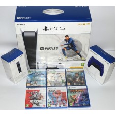 SONY Playstation 5 v pustolovskem športnem kompletu 7 iger z dodatnim vijola DualSense kontrolerjem in polnilcem