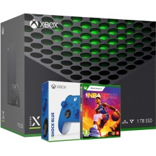 XBOX SERIES X 1TB 4K 120fps UHD, NBA 2K23 in moder plošček Shock Blue